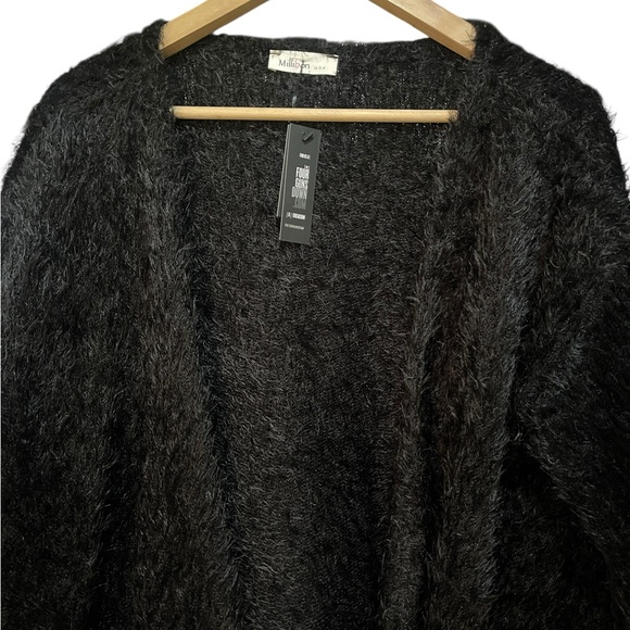 Millibon‎ Women’s Black Fuzzy Cardigan Jacket - Picture 3 of 4